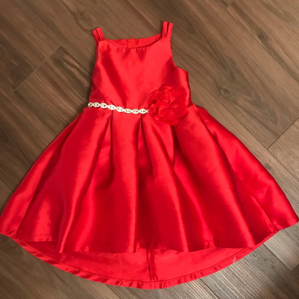 Beautiful red satin high-low Holiday Dress